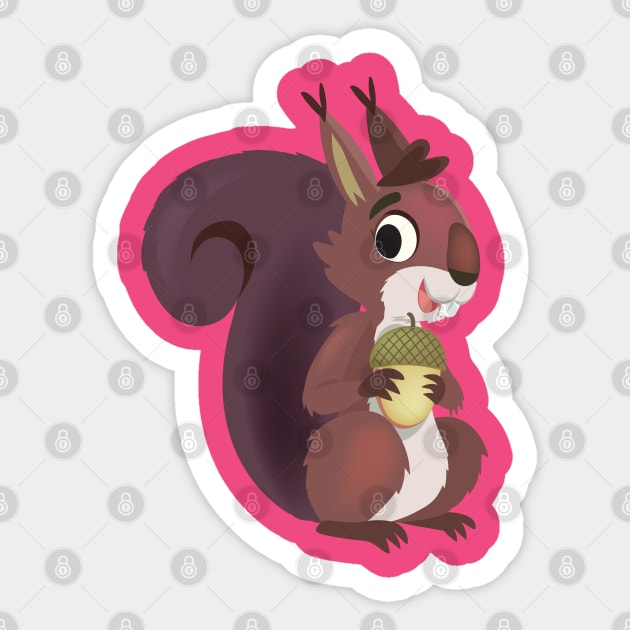 squirrel holds an acorn in its front paws Sticker by duxpavlic